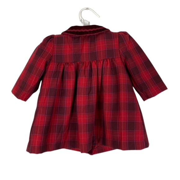 Vintage Little Bitty Holiday Dress Outfit Plaid Velvet Smocked Flowers 6-9 mo - Picture 3 of 15
